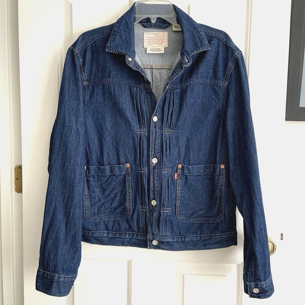 Modern Big E Levis Premium Lightweight Denim Pleated Blouse Jacket Type 2 sz S